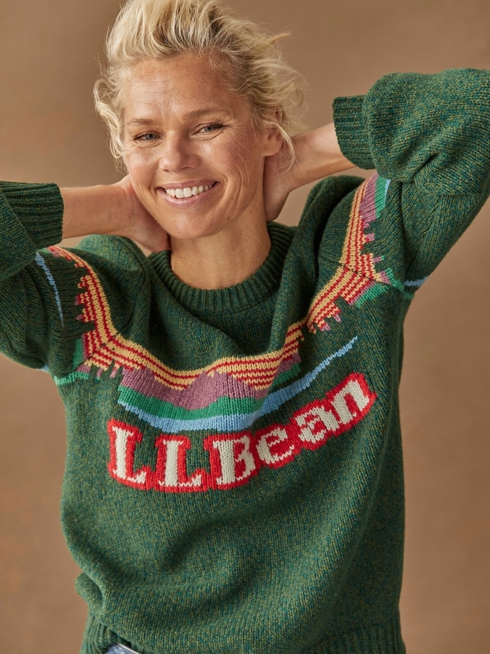 L.L. Bean Womens Katahdin Green Logo Crewneck Sweater NWOT SIZE XL - Picture 2 of 4